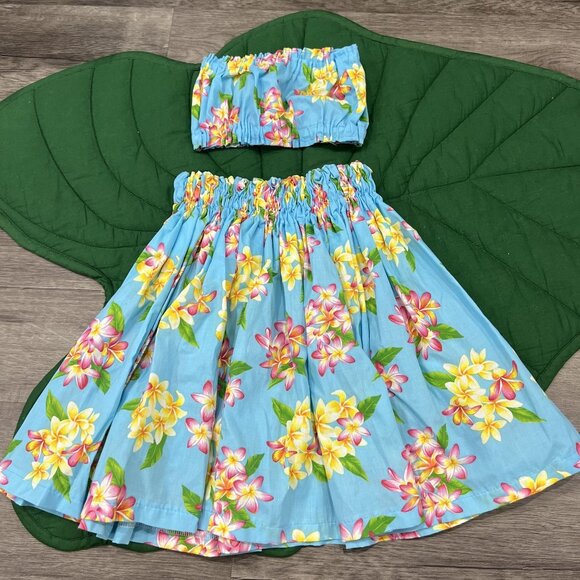 Handmade Hawaiian Hula Outfit Pa'u Skirt and Top Set Adjustable - Picture 1 of 5